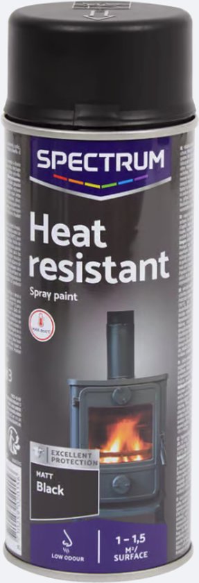 Spectrum Hittebestendige Spuitverf Zwart Matt - 400 ml