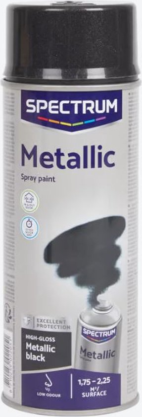Spectrum Spuitverf Zwart Metallic - 400 ml