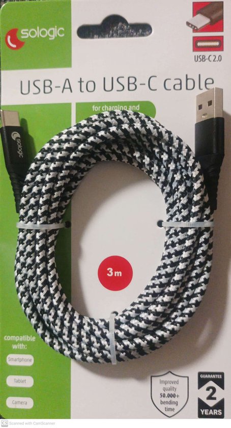 Sologic USB-A naar USB-C Kabel - 3 m