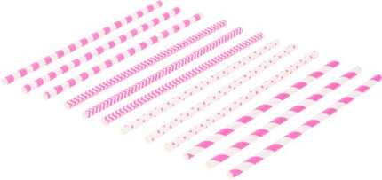 Kartonnen Drinkrietjes Roze - 100 stuks