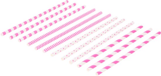 Kartonnen Drinkrietjes Roze - 100 stuks