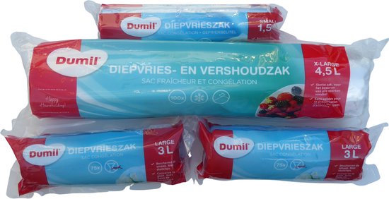 Dumil Diepvrieszakjes 1,5L/3L/4,5L - 1250 stuks