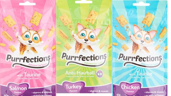 2x Purrfections Kattensnack Mix Kip/Zalm/Kalkoen - 60 gr
