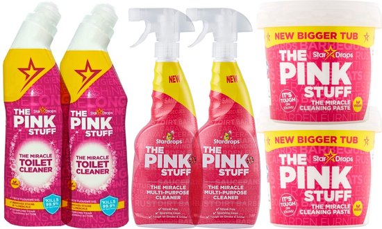 2x The Pink Stuff Allesreiniger - 750 ml + 2x The Pink Stuff Toiletreiniger - 750 ml + 2x The Pink Stuff Cleaning Paste - 850 gr