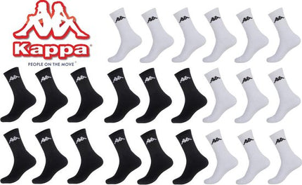 12x Kappa Lange Sokken Zwart & Wit Maat 43-46