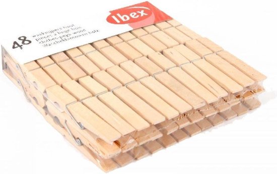 Ibex Wasknijpers Hout - 48 stuks