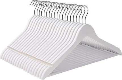 Houten Kledinghangers - Wit - 60 stuks