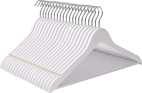 Houten Kledinghangers - Wit - 60 stuks