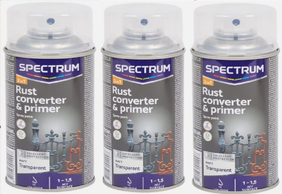 3x Spectrum Anti-roestspray & Primer Transparant - 300 ml