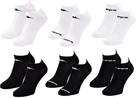 6x Kappa Sneakersokken Zwart & Wit Maat 43-46