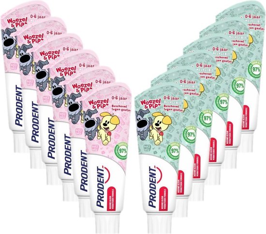 12x Prodent Tandpasta Woezel & Pip 0-6 jaar - 75 ml