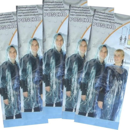 5x Regenponcho Blauw