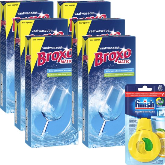 5x Broxo Matic Vaatwaszout - 1kg + Finish Vaatwasverfrisser Citroen