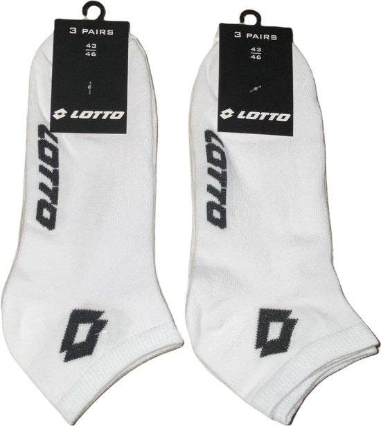 6x Lotto Sneakersokken Wit Maat 43-46