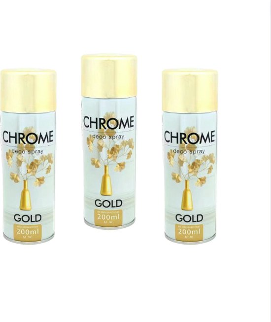 3x Chroom Spuitverf Goud - 200 ml