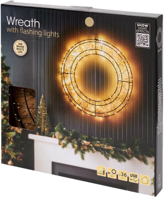 Ledkrans Warm-wit - Ø 36 cm