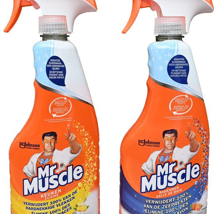 Mr. Muscle Badkamerreiniger Spray - 500 ml + Mr. Muscle Keukenreiniger Spray - 500 ml