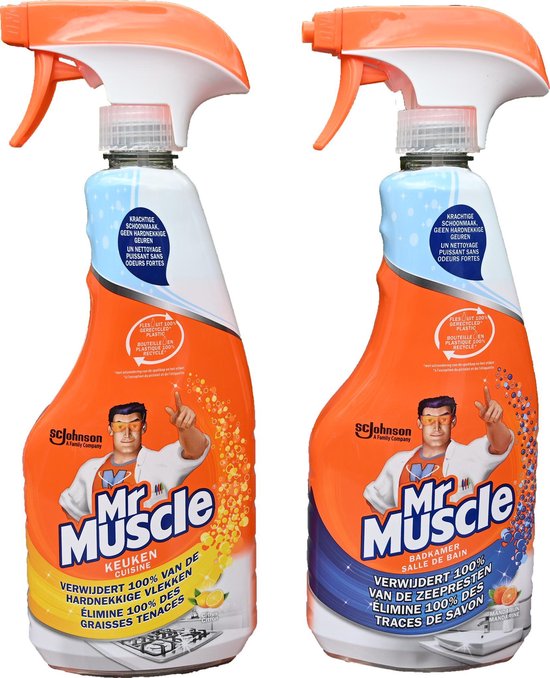 Mr. Muscle Badkamerreiniger Spray - 500 ml + Mr. Muscle Keukenreiniger Spray - 500 ml