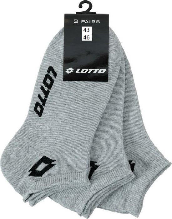 Lotto Sneakersokken Grijs Maat 43-46 - 3 paar