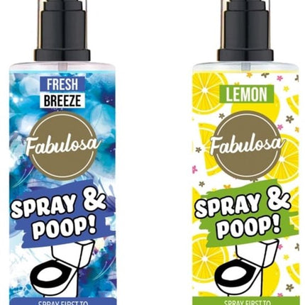 2x Fabulosa Spray & Poop Geurneutralisator Fresh Breeze/Lemon - 60 ml