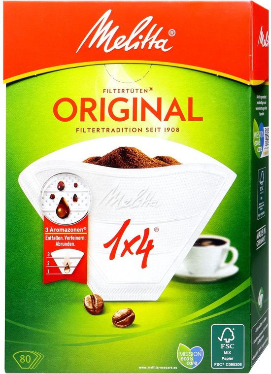 Melitta Koffiefilters 1x4 Wit - 80 stuks