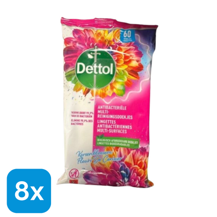 8x Dettol Schoonmaakdoekjes Kersenbloesem - 60 stuks