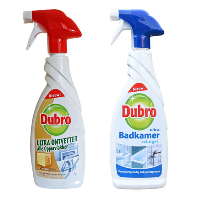 Dubro Badkamer Spray - 650 ml + Dubro Ontvetter Schoonmaakspray - 650 ml