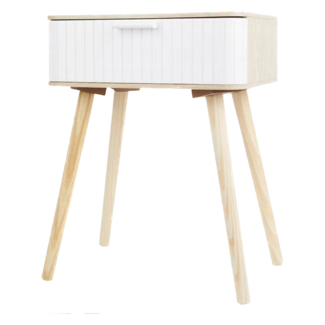 Nachtkastje bamboe / wit - 40 x 29 x 52 cm
