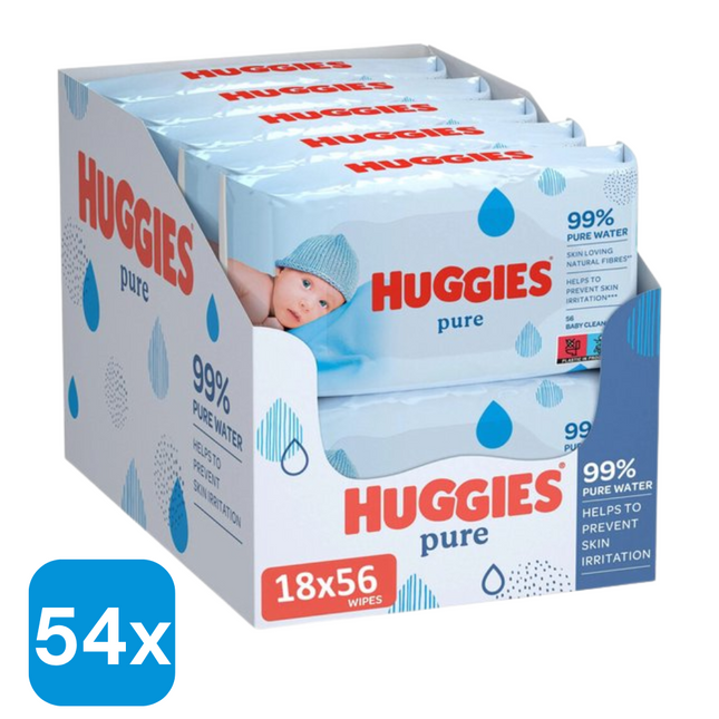 54x Huggies Babydoekjes Pure - 56 stuks