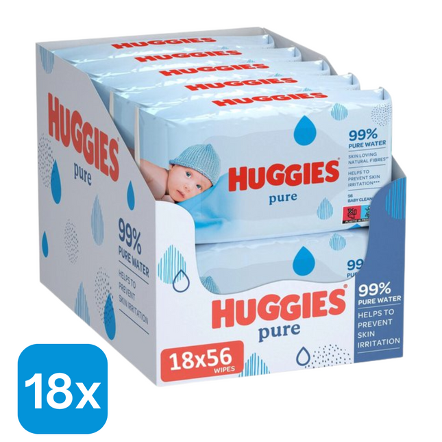 18x Huggies Babydoekjes Pure - 56 stuks