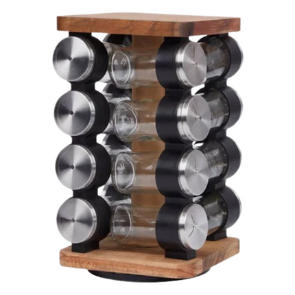 Kruidencarrousel met 16 Kruidenpotjes - 16x16x27 cm