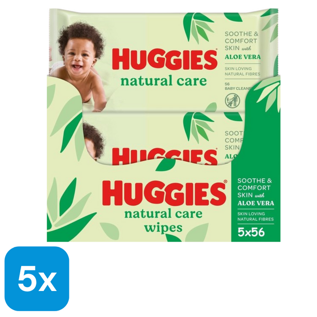 5x Huggies Babydoekjes Natural Care - 56 stuks