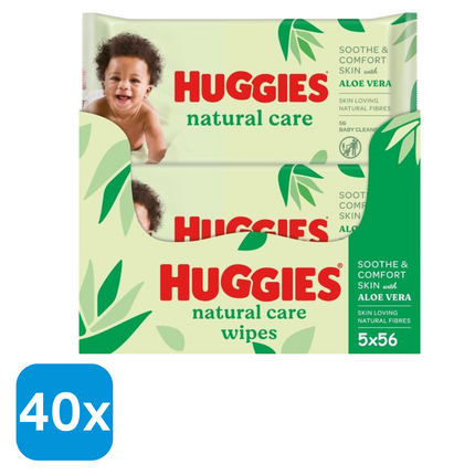 40x Huggies Babydoekjes Natural Care - 56 stuks