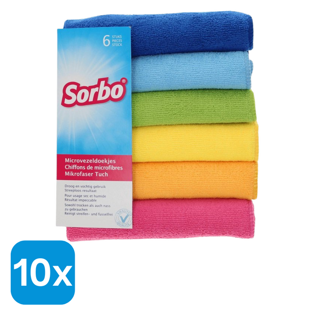 10x Sorbo Microvezeldoeken - 6 stuks