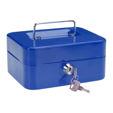 Geldkist met Slot Blauw - 16x20x9 cm