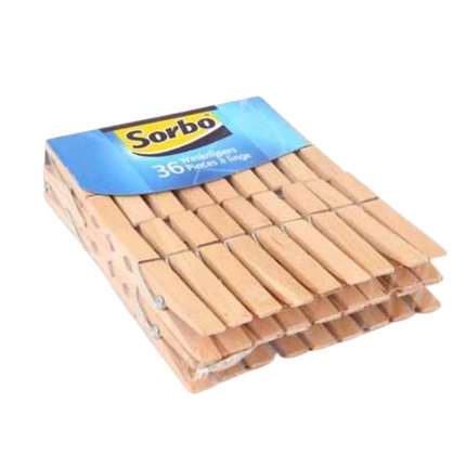 Sorbo Wasknijpers Hout - 36 stuks