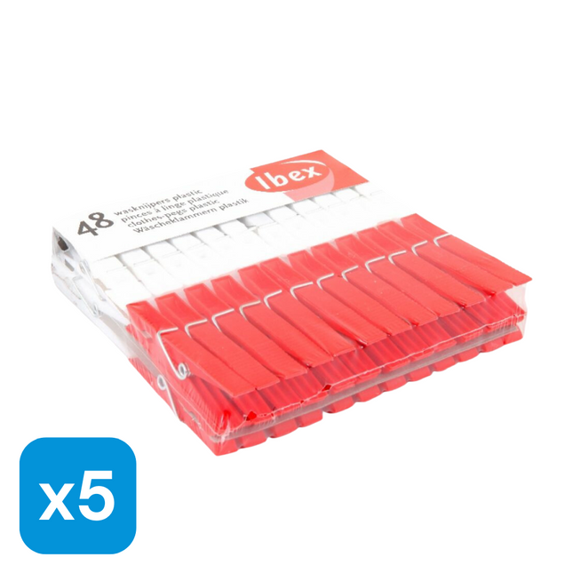 5x Ibex Wasknijpers Plastic - 48 stuks