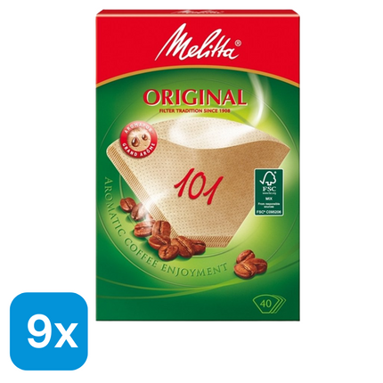 9x Melitta Koffiefilters 101 Bruin - 40 stuks