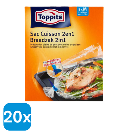 20x Toppits Braadzak 2in1 - 8 stuks