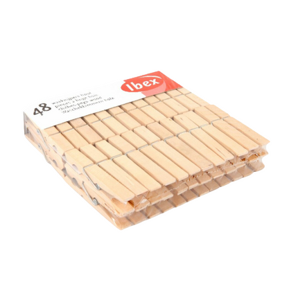 Ibex Wasknijpers Hout - 48 stuks