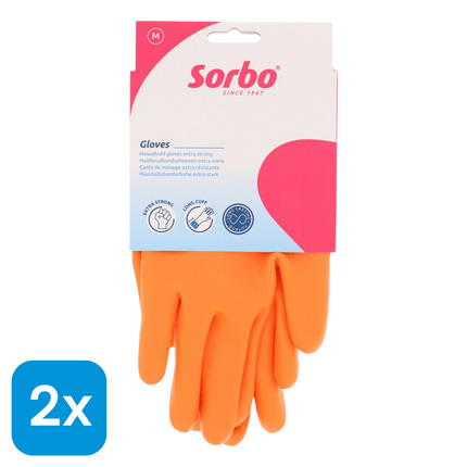 2x Sorbo Huishoudhandschoenen Oranje Maat M - 1 paar