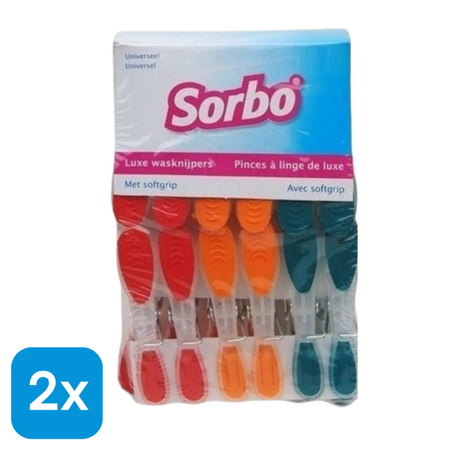 2x Sorbo Wasknijpers Gekleurd - 24 stuks