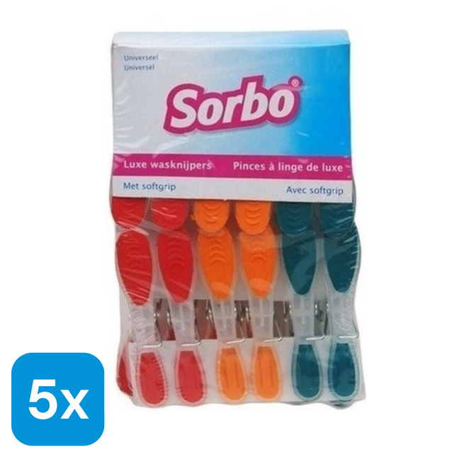 5x Sorbo Wasknijpers Gekleurd - 24 stuks