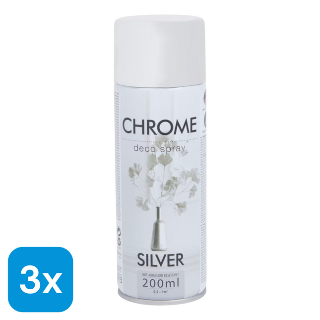 3x Chroom Spuitverf Zilver - 200 ml