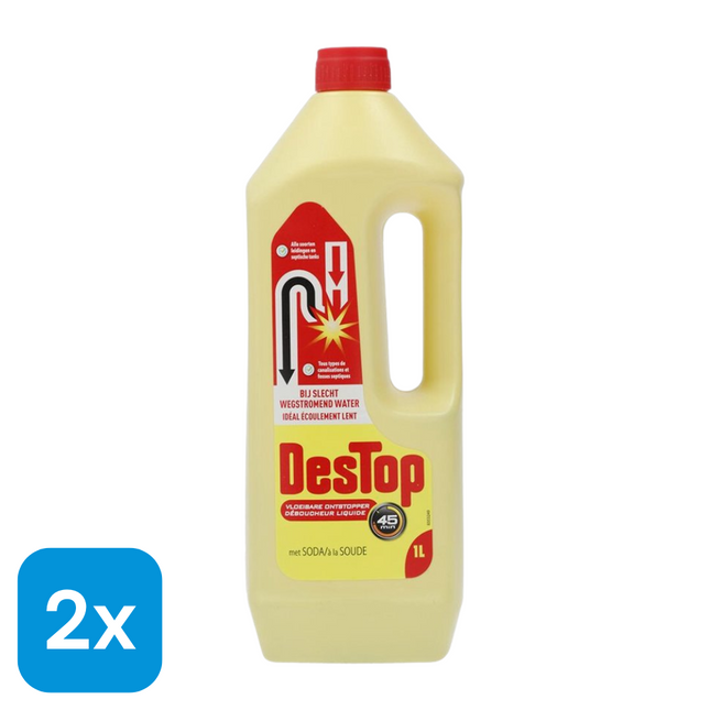 2x Destop Vloeibare Ontstopper met Soda - 1 liter