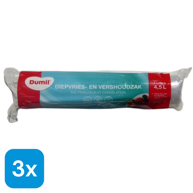 3x Dumil Diepvrieszakjes 4,5L - 100 stuks