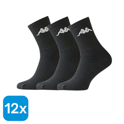 12x Kappa Lange Sokken Zwart Maat 39-42