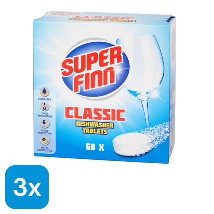 3x Superfinn Vaatwastabletten Classic - 60 stuks