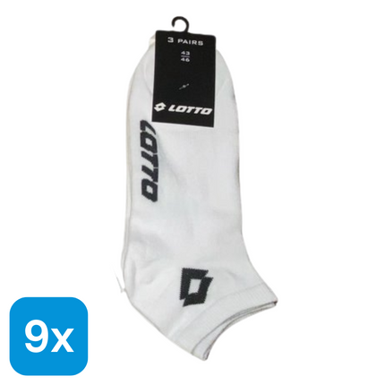 9x Lotto Sneakersokken Wit Maat 43-46