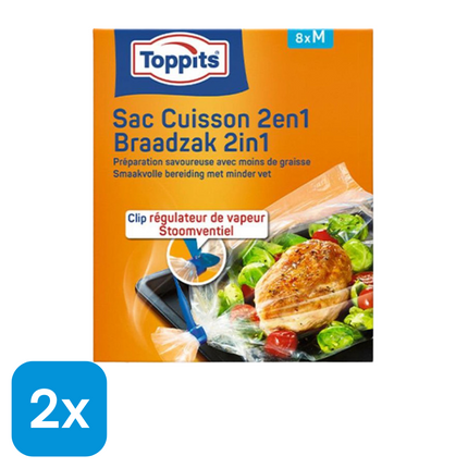 2x Toppits Braadzak 2in1 - 8 stuks